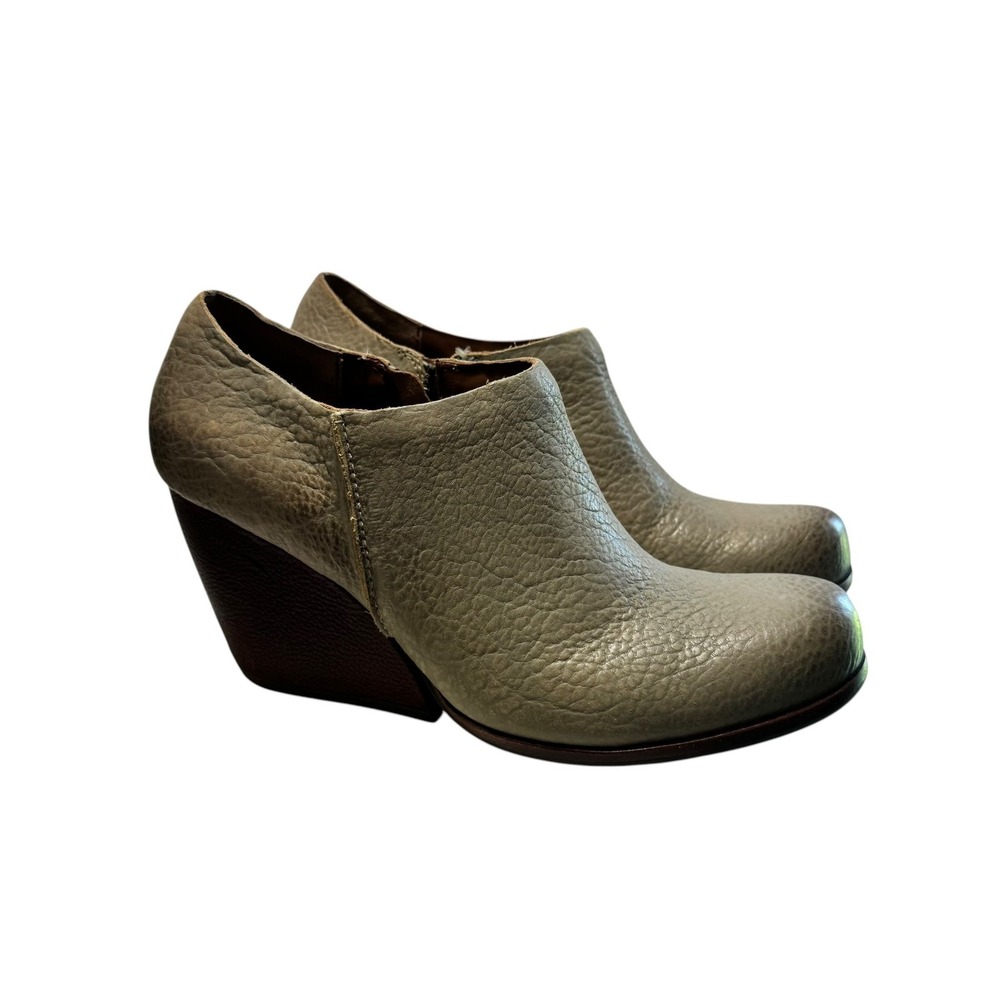 Kork‎ Ease Leather Boho Fest Comfy Ankle Booties Womens 10M Taupe Zip Distressed